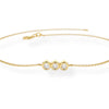 14K solid yellow gold diamond bracelet symbolizing past, present, and future with three sparkling diamonds