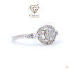 Halo Engagement Ring With Baguette Cut Diamond - Cheriva Jewels