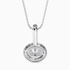 Silver pendant with a clear gemstone on a white background