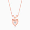 Rose gold heart-shaped necklace with a pendant on a white background