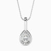 Silver teardrop pendant necklace on a white background