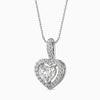 Heart-shaped diamond pendant on a white background