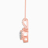 Rose gold necklace with a heart-shaped pendant on a white background