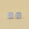 Pair of diamond earrings on a beige background with 'CHERIVIA JEWELS' branding.