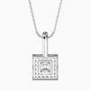Silver pendant with a diamond on a white background