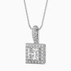 Diamond pendant necklace on a white background