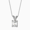 Diamond pendant on a chain against a white background