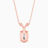 Rose gold necklace with a pendant on a white background