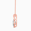 Rose gold necklace with a diamond pendant on a white background