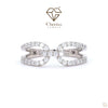 Pair of silver rings with clear stones on a white background, featuring the Cheriva Jewels logo.