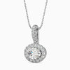 Diamond pendant necklace on a white background