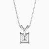 Silver pendant necklace with a diamond on a white background