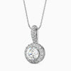 Diamond pendant necklace on a white background