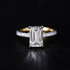 Emerald Cut Lab Diamond Solitaire Accent Engagement Ring - Cheriva Jewels