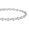 Silver bracelet with clear gemstones on a white background