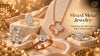 Cheriva Jewels mixed metal jewelry set – gold pear-shaped ring, rose gold necklace, silver hoops & diamond rings styled on marble décor.