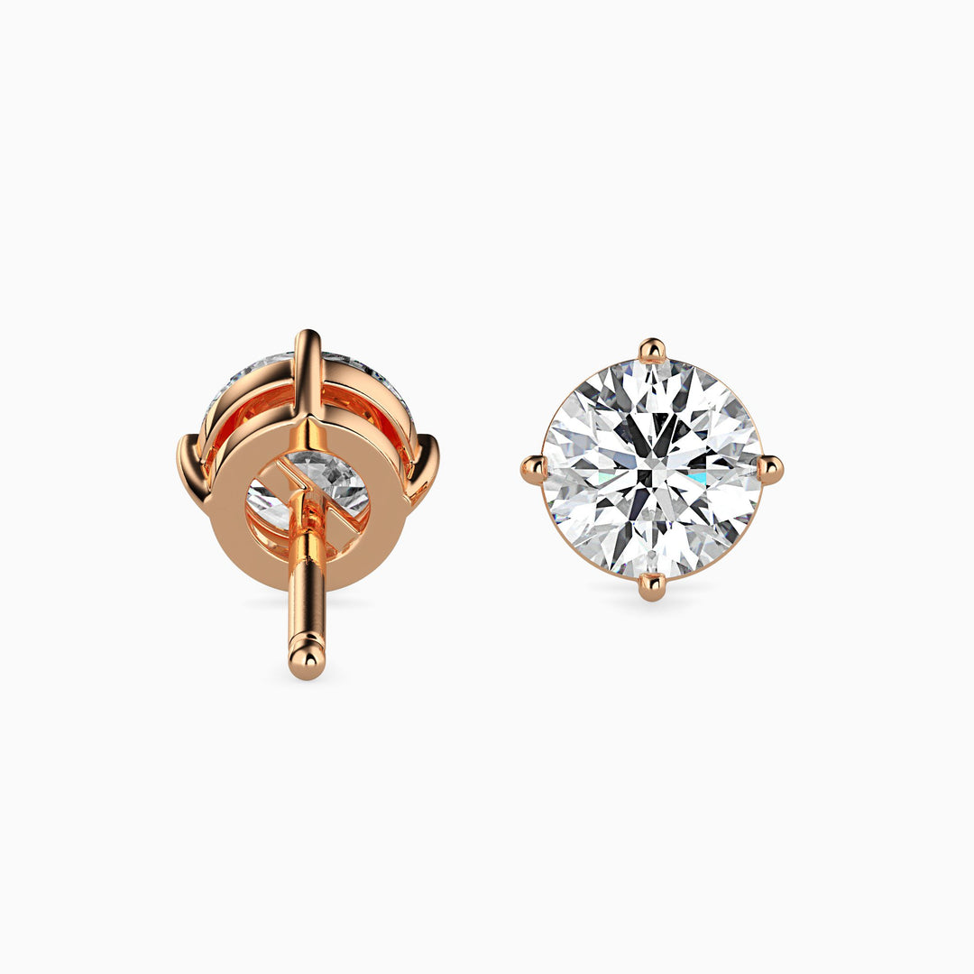 Round Cut Lab Diamond Solitaire Studs