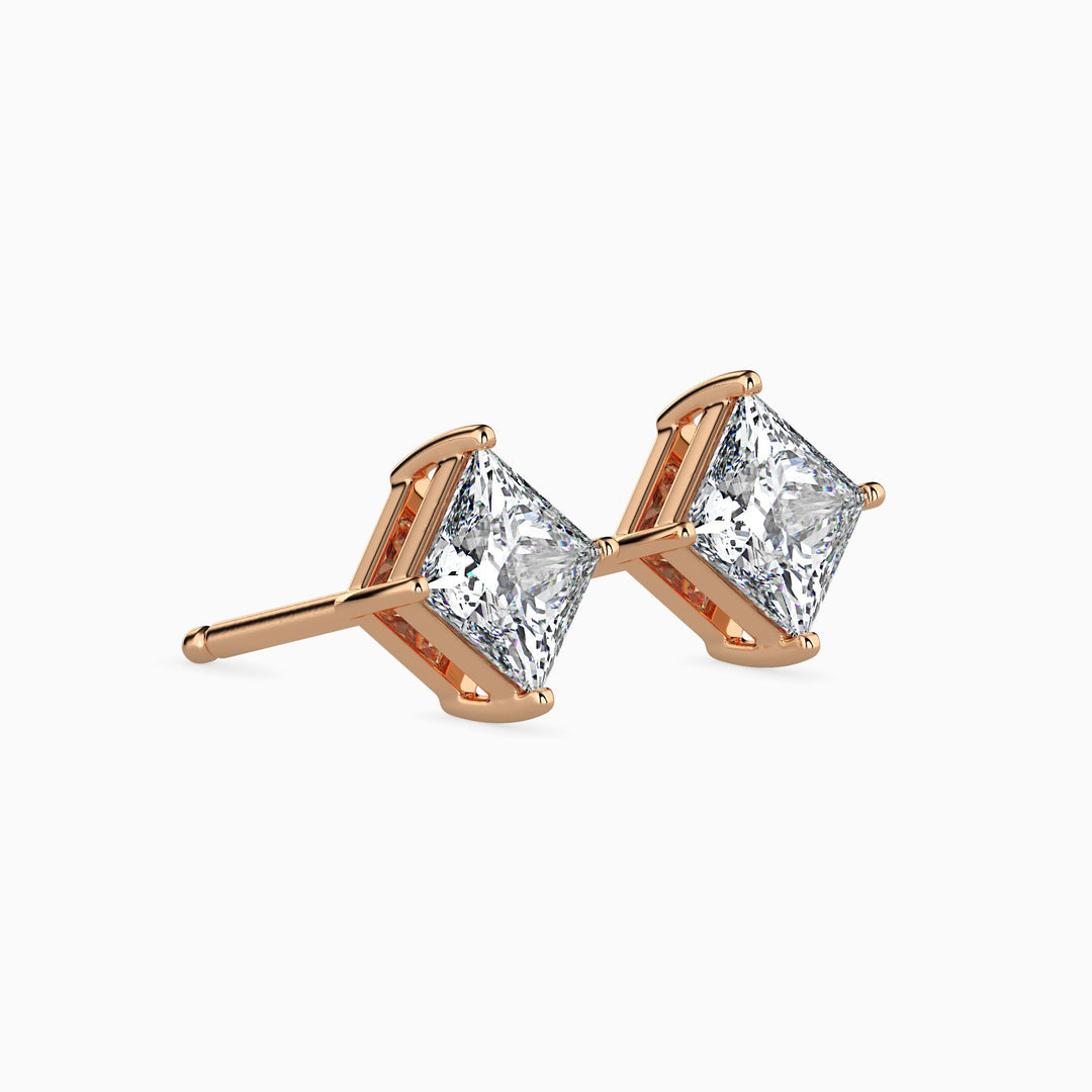Princess Cut Lab Diamond Solitaire Stud Earring