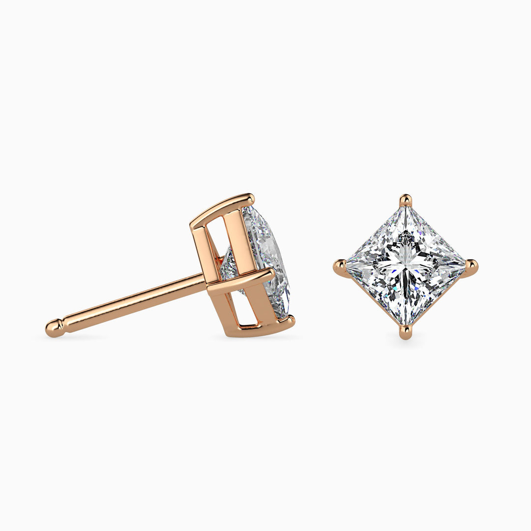 Princess Cut Lab Diamond Solitaire Stud Earring