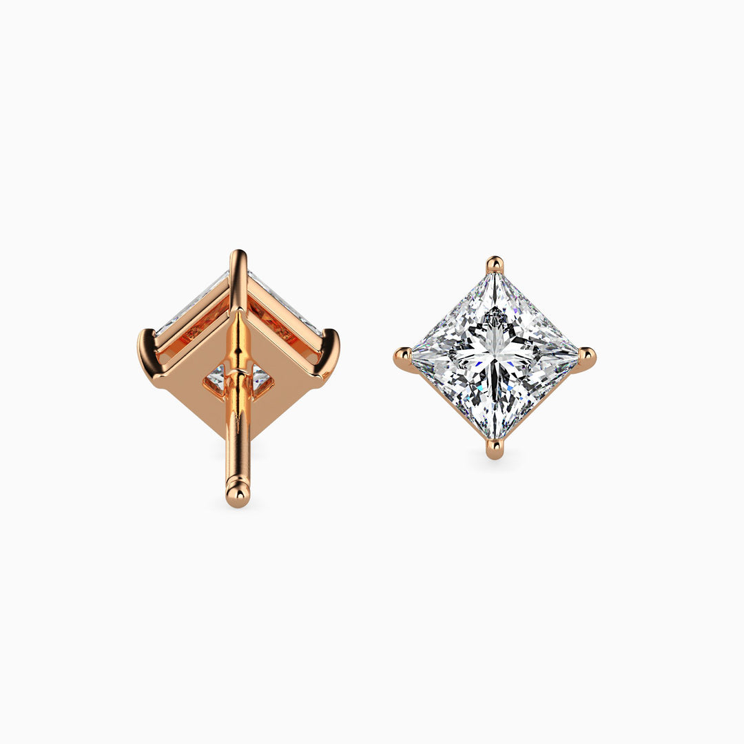Princess Cut Lab Diamond Solitaire Stud Earring
