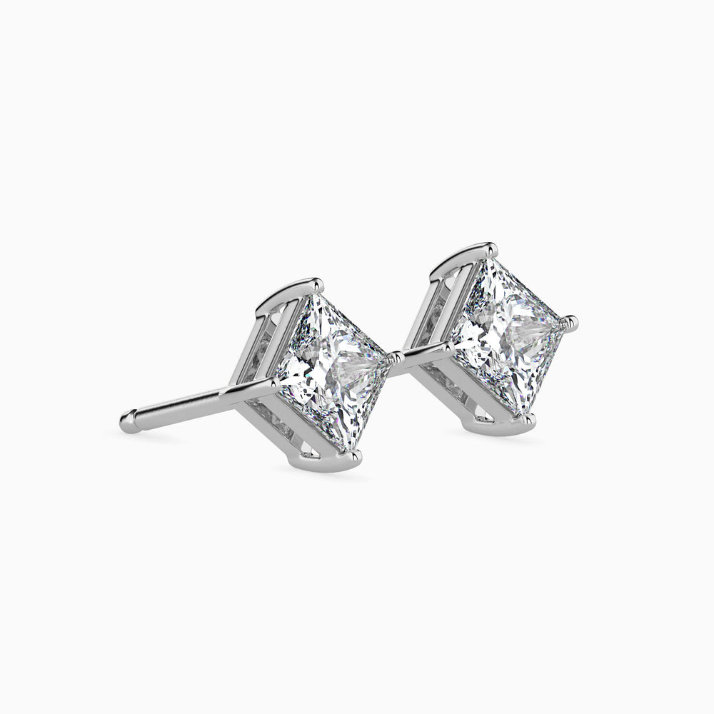 Princess Cut Lab Diamond Solitaire Stud Earring