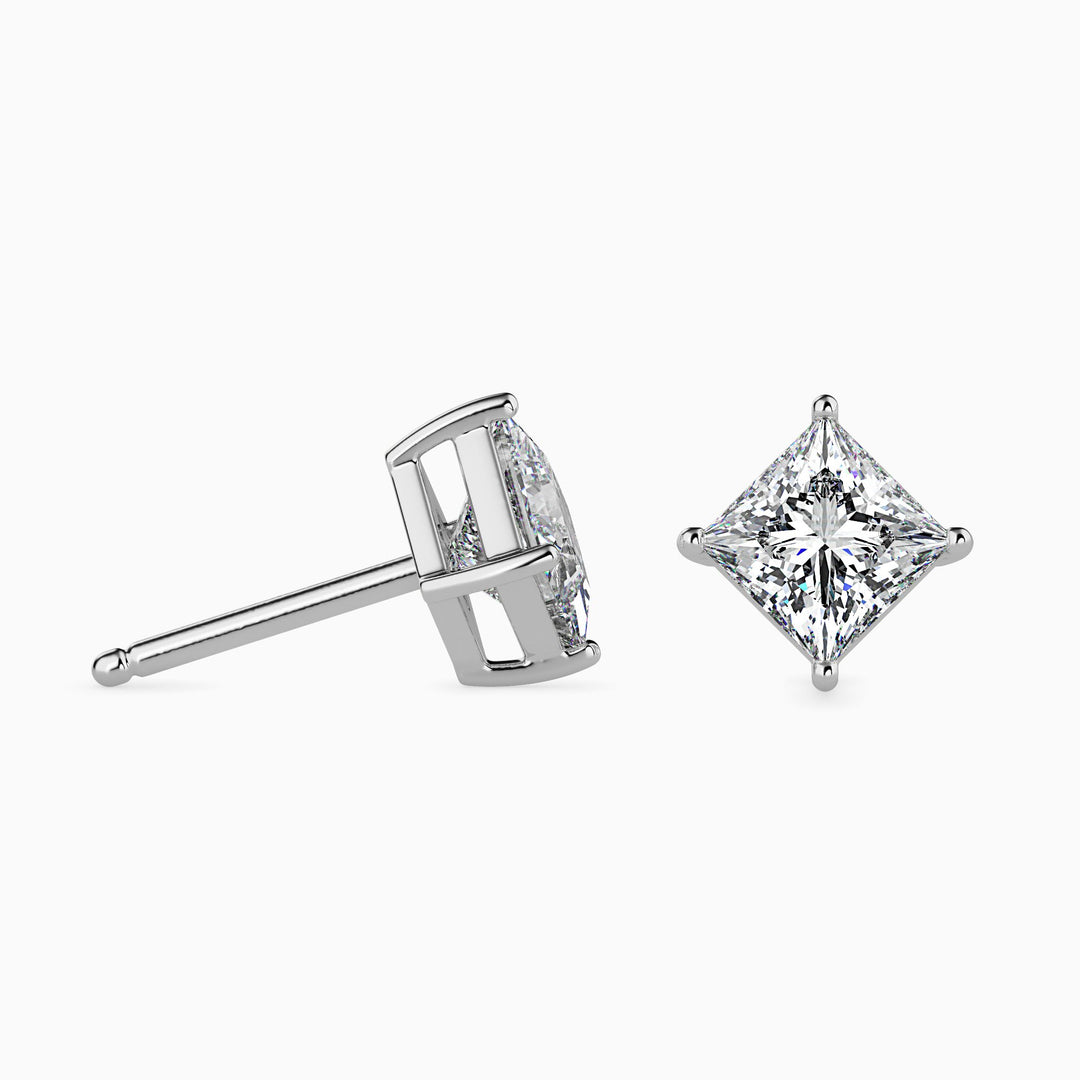 Princess Cut Lab Diamond Solitaire Stud Earring