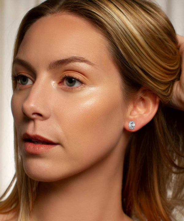 Carat Oval Cut Lab Diamond Solitaire Studs