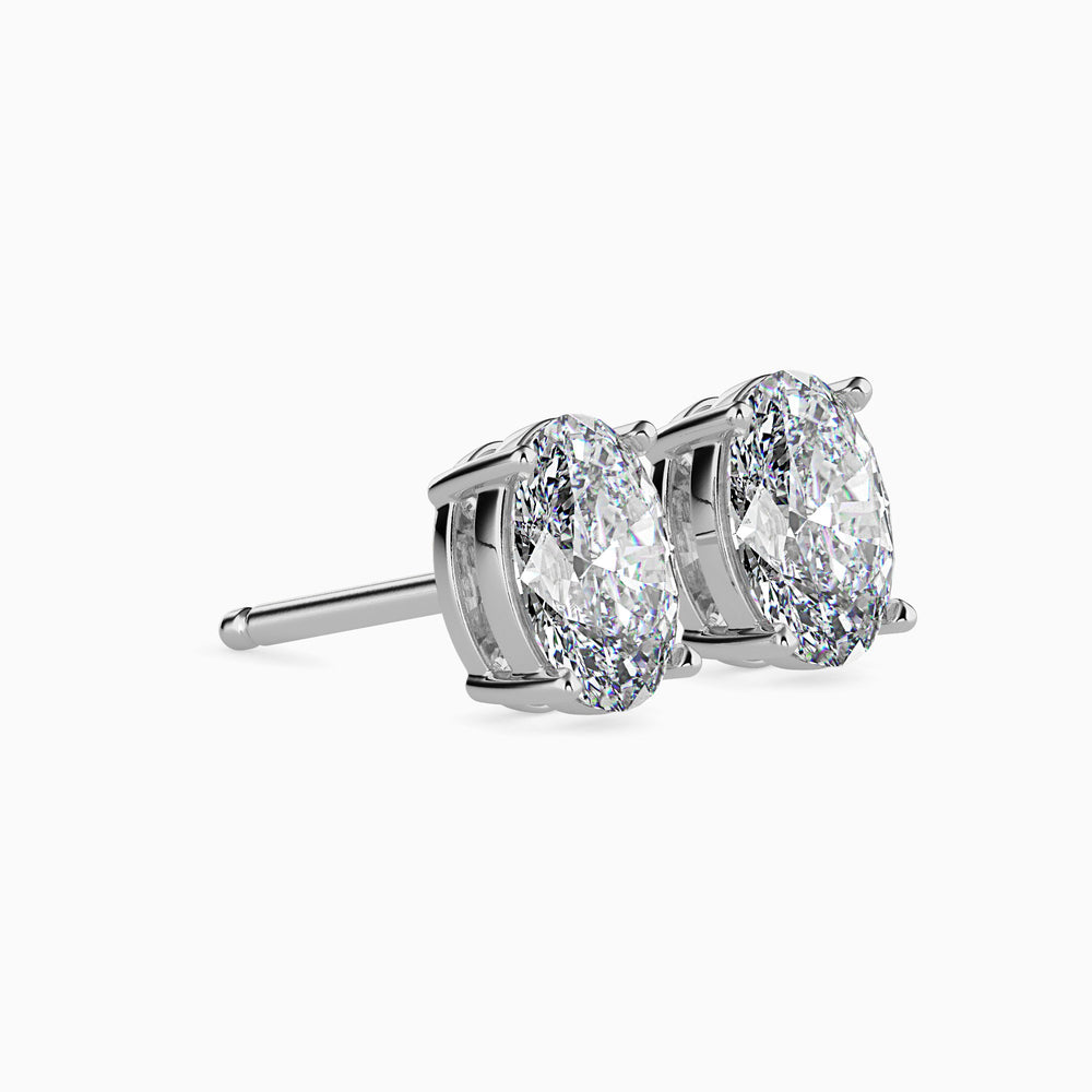 2 Carat Oval Cut Lab Diamond Solitaire Studs