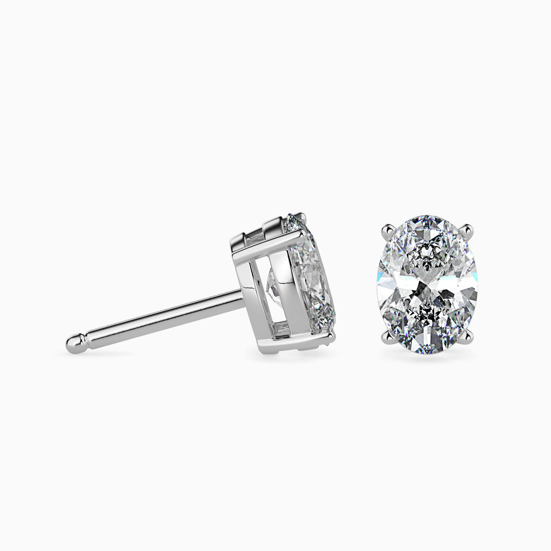 2 Carat Oval Cut Lab Diamond Solitaire Studs