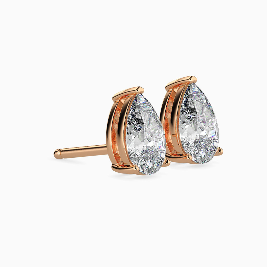 2 Carat Pear Cut Lab Diamond Solitaire Stud Earrings