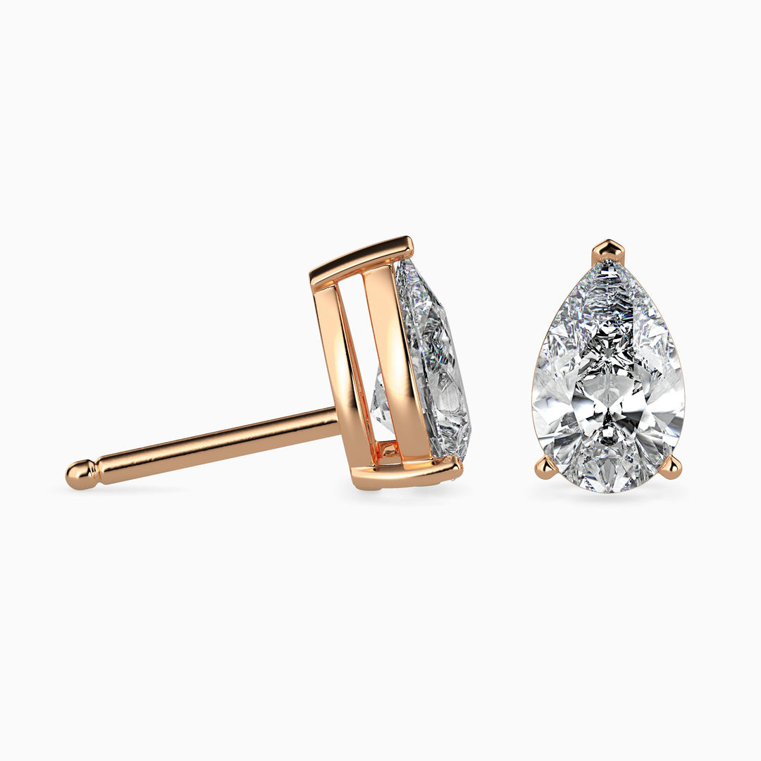 2 Carat Pear Cut Lab Diamond Solitaire Stud Earrings