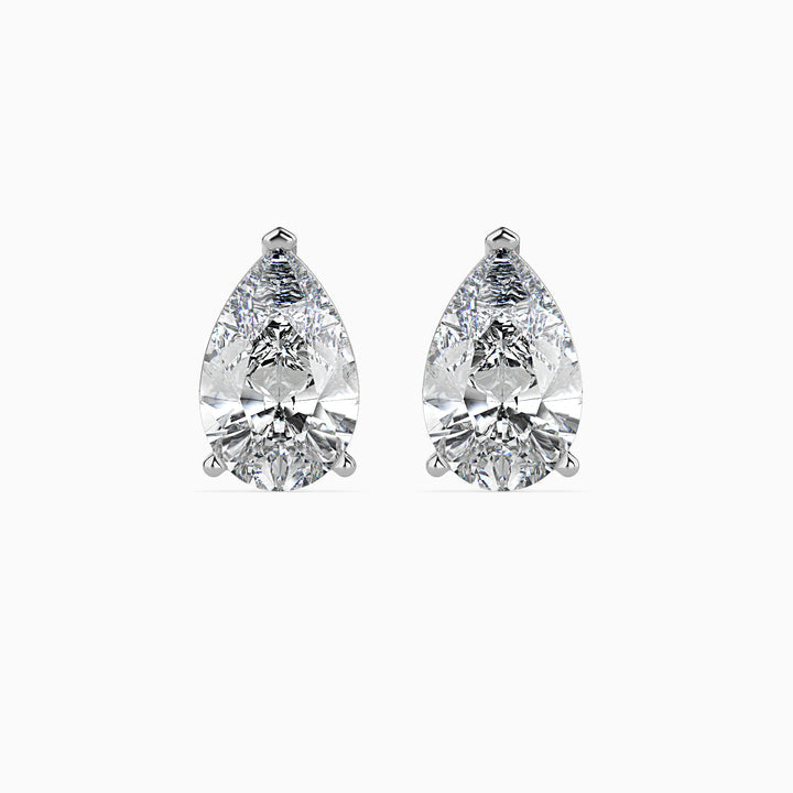 2 Carat Pear Cut Lab Diamond Solitaire Stud Earrings