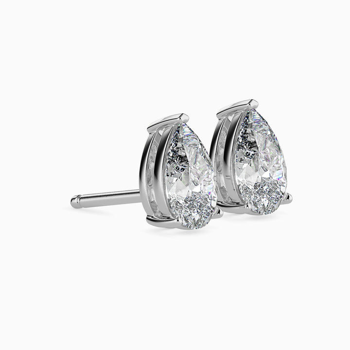 2 Carat Pear Cut Lab Diamond Solitaire Stud Earrings