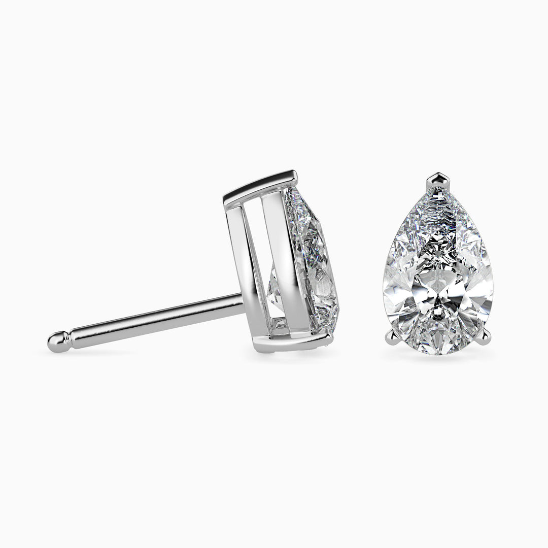 2 Carat Pear Cut Lab Diamond Solitaire Stud Earrings