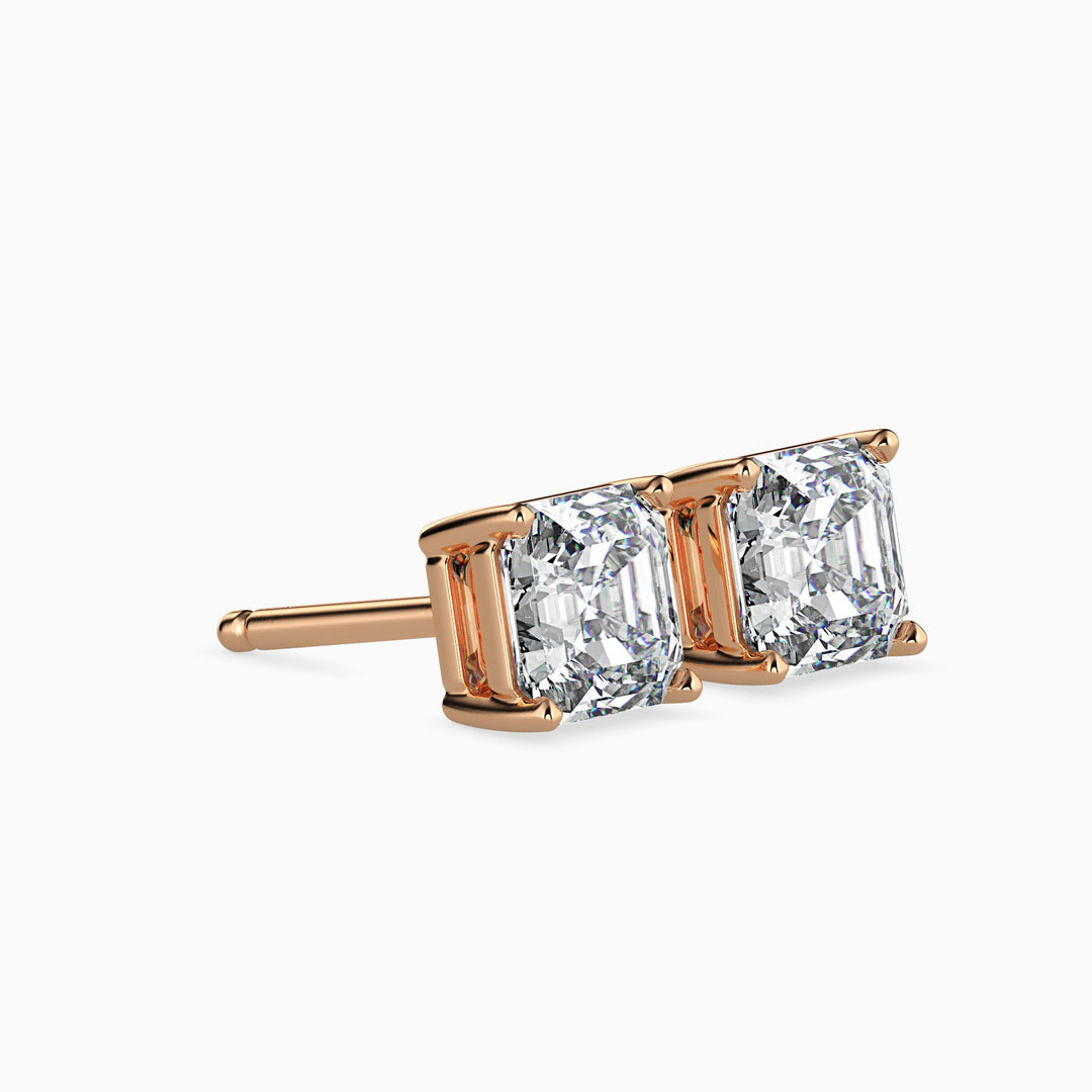 Asscher Cut Lab Diamond Solitaire Stud earrings