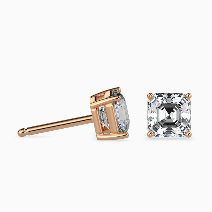 Asscher Cut Lab Diamond Solitaire Stud earrings