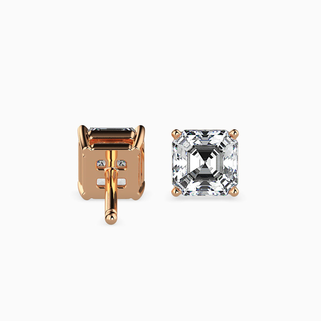 Asscher Cut Lab Diamond Solitaire Stud earrings