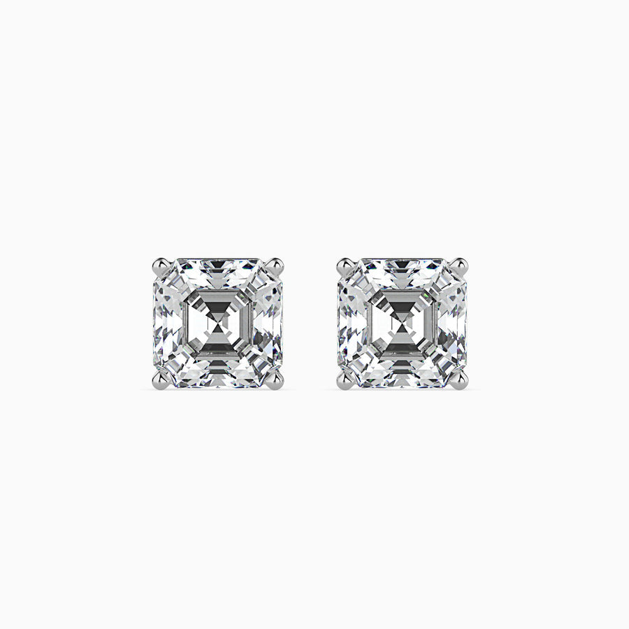 Asscher Cut Lab Diamond Solitaire Stud earrings