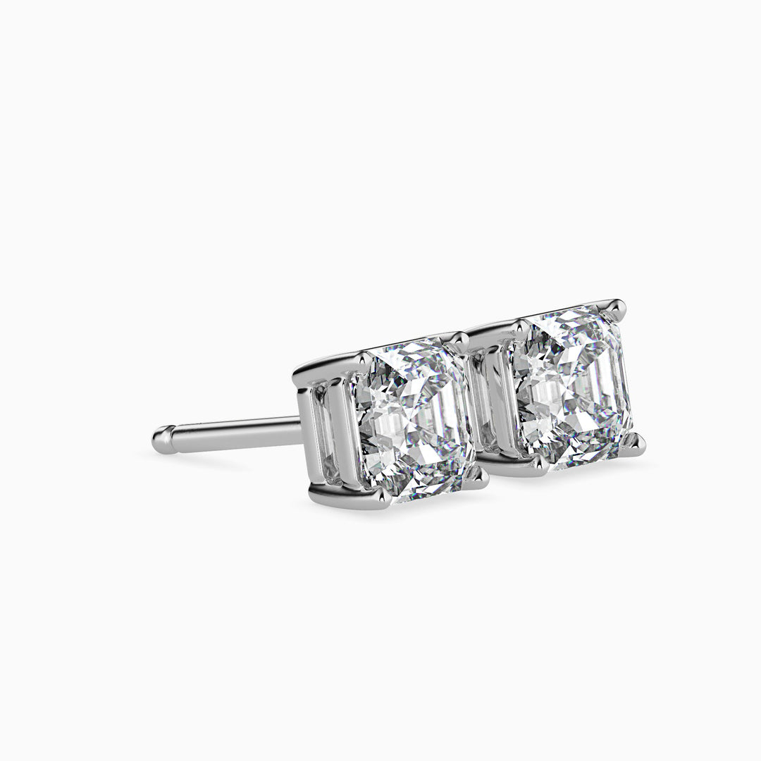 Asscher Cut Lab Diamond Solitaire Stud earrings