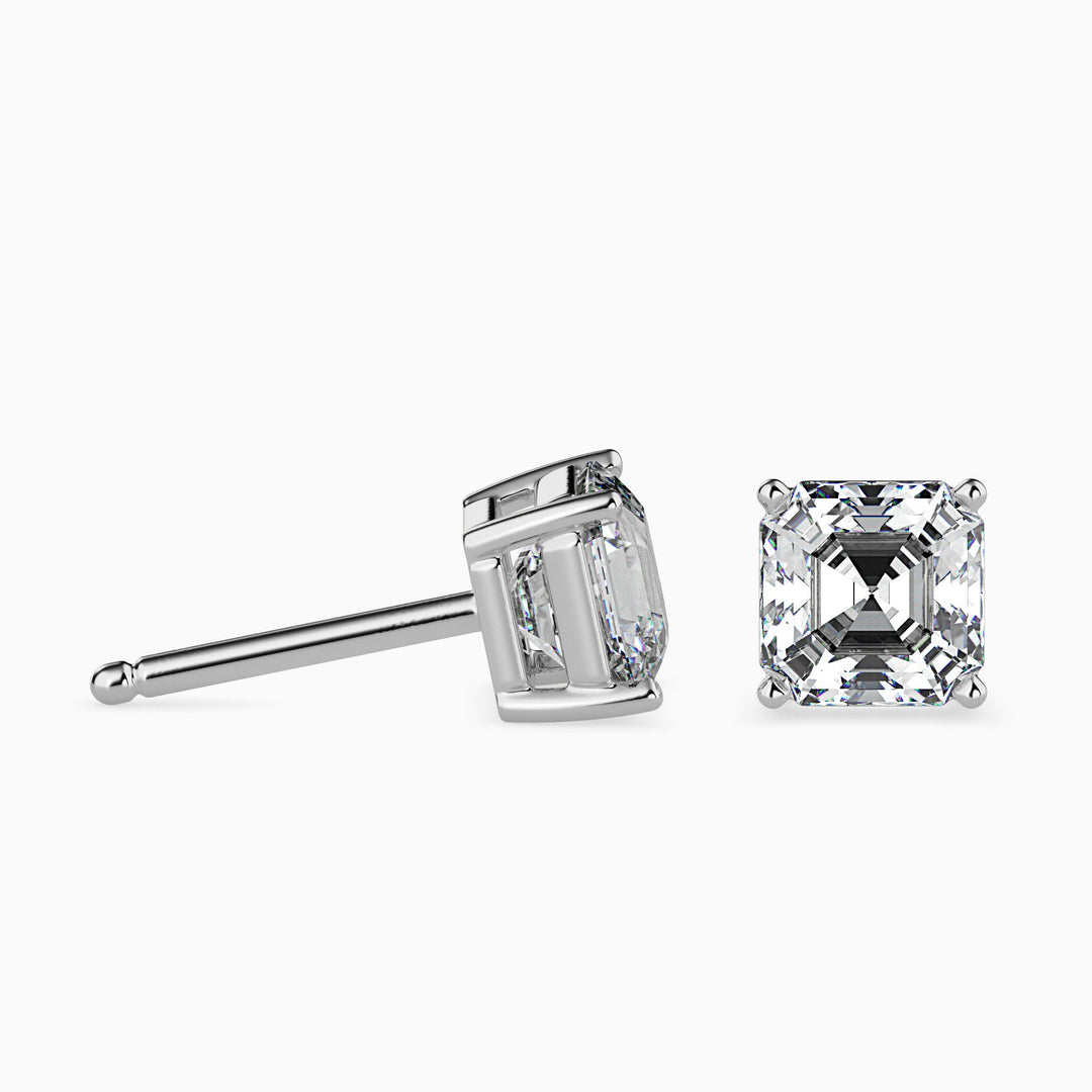 Asscher Cut Lab Diamond Solitaire Stud earrings