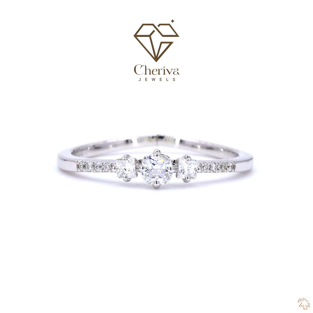 Cushion Cut Diamond Solitaire Accent Engagement Ring