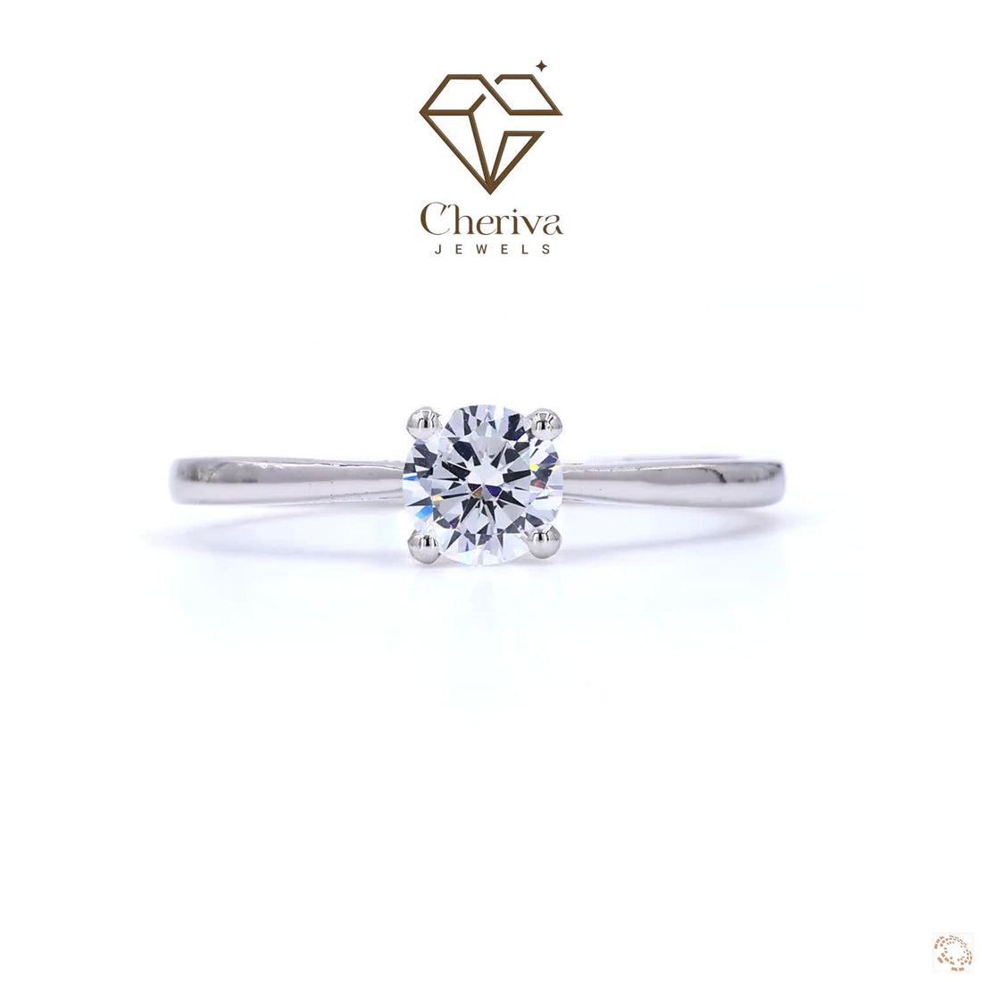 Solitaire Engagement Ring in Round Cut Lab Diamond