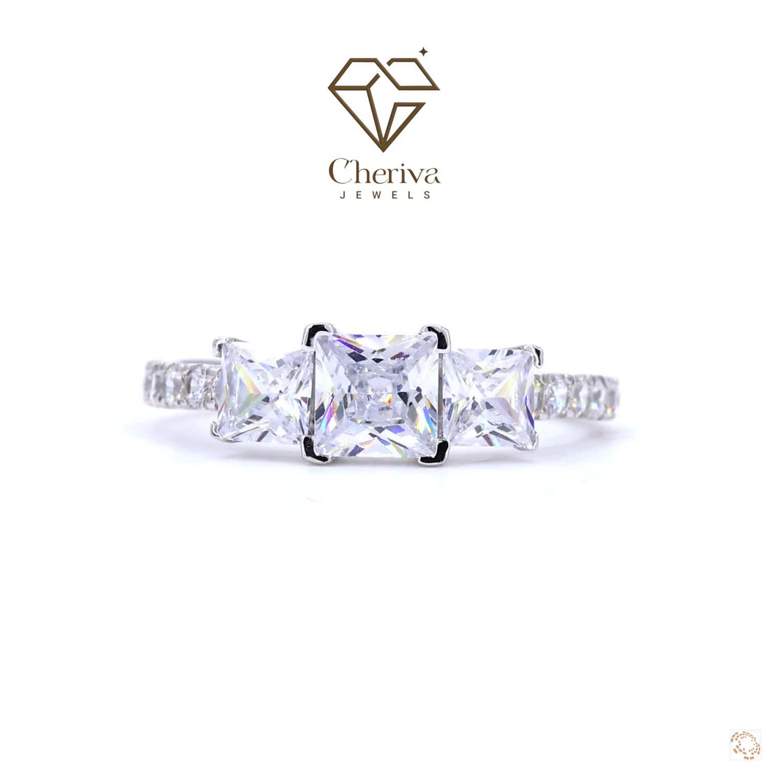 Princess Cut Diamond Three Stone Engagement Ring