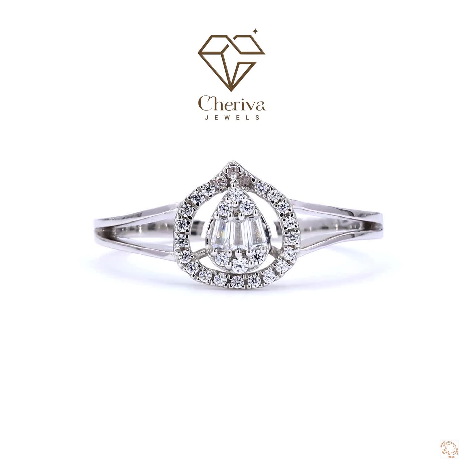 Round Diamond Almond Shaped Engagement Ring