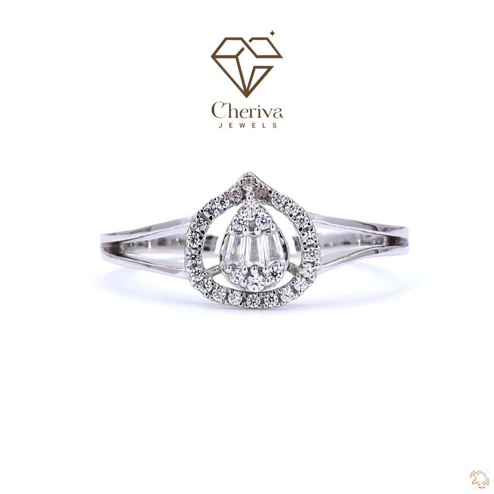 Round Diamond almond shaped Engagement Ring