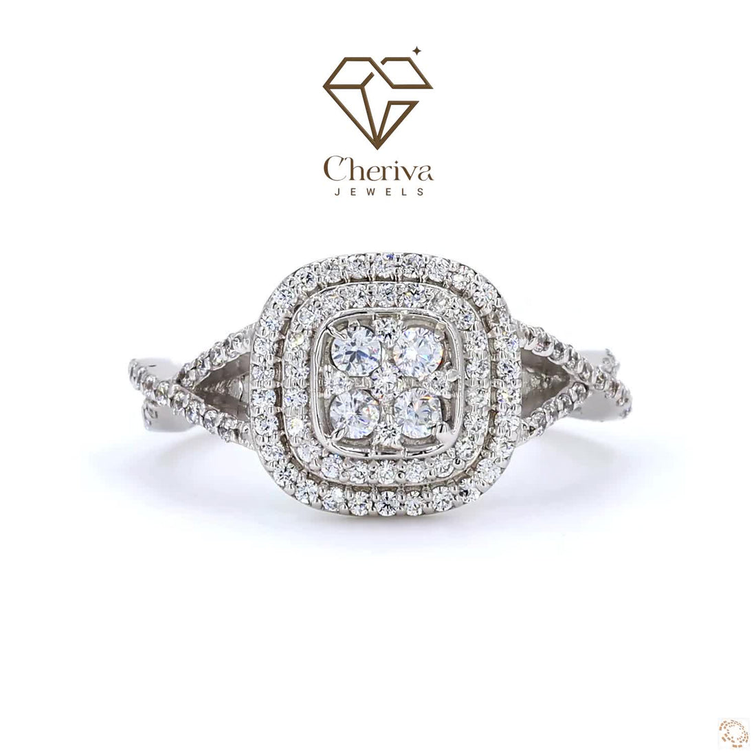 Lab Diamond Vintage Double Halo Engagement Ring