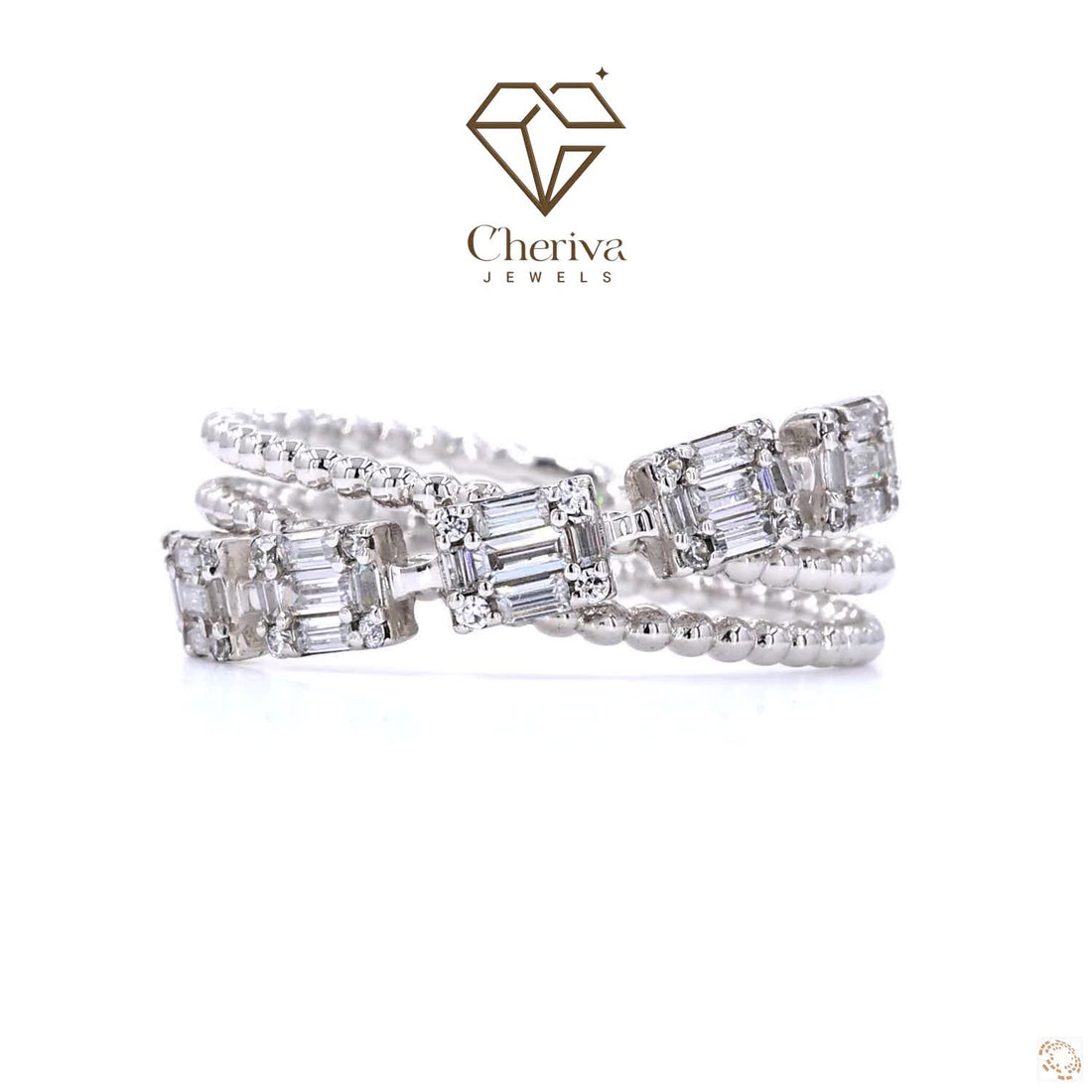 Baguette Cut Lab Diamond Interwined Ring