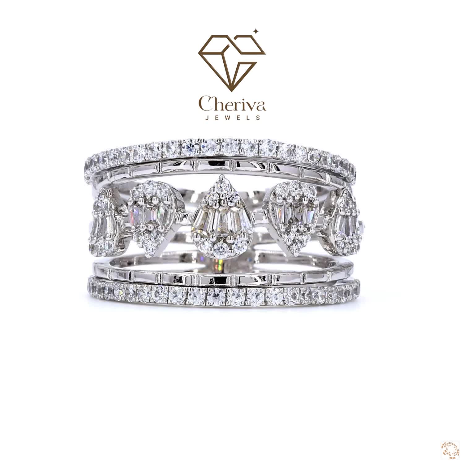 Vintage Style Baguette cut Lab Diamond Engagement Ring