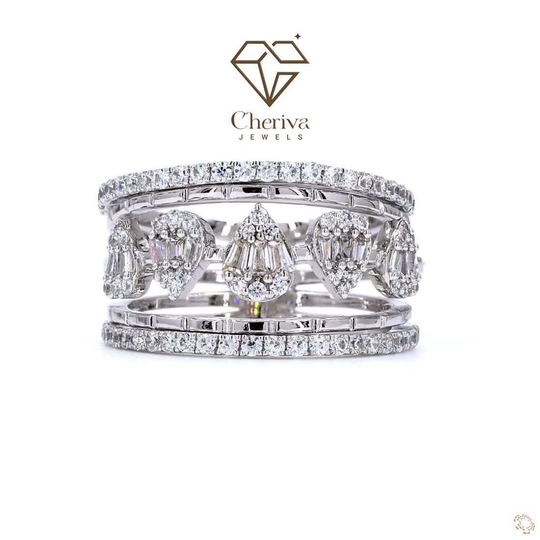 Vintage Style Baguette cut Lab Diamond Engagement Ring