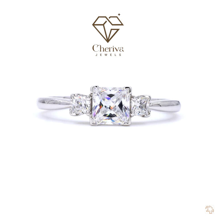 Three Stone Princess Cut Diamond Engagement Ring